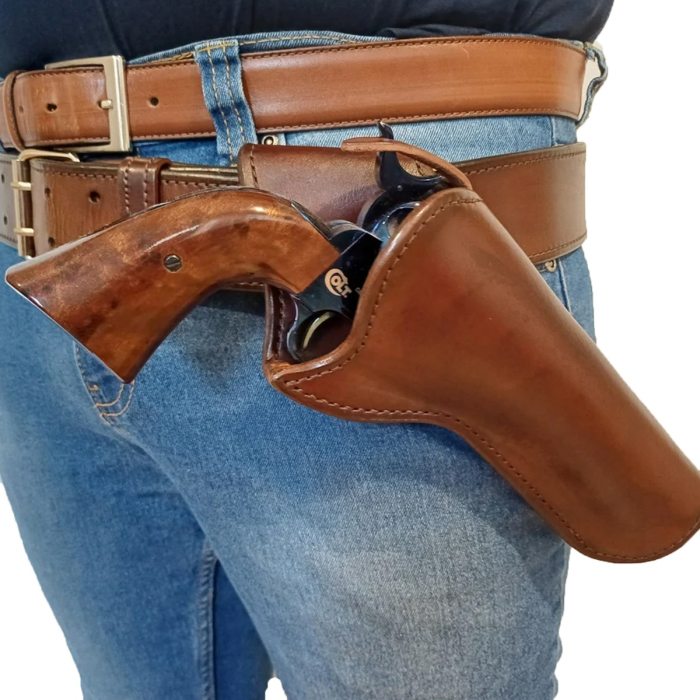 Dark Brown Leather Cross Draw Revolver Holster