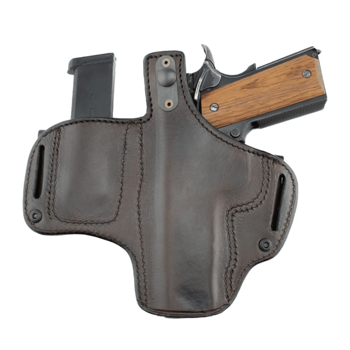 Dark Brown Leather Dual Carry Holster With Mag Pouch