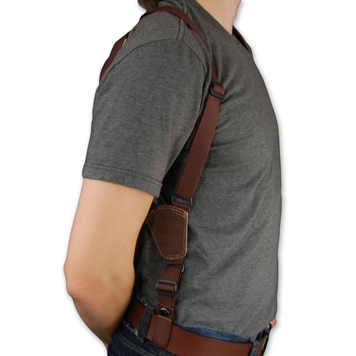 Brown Leather Vertical Revolver Shoulder Holster