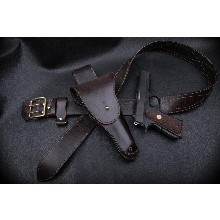 Dark Brown Leather Flap Belt Holster