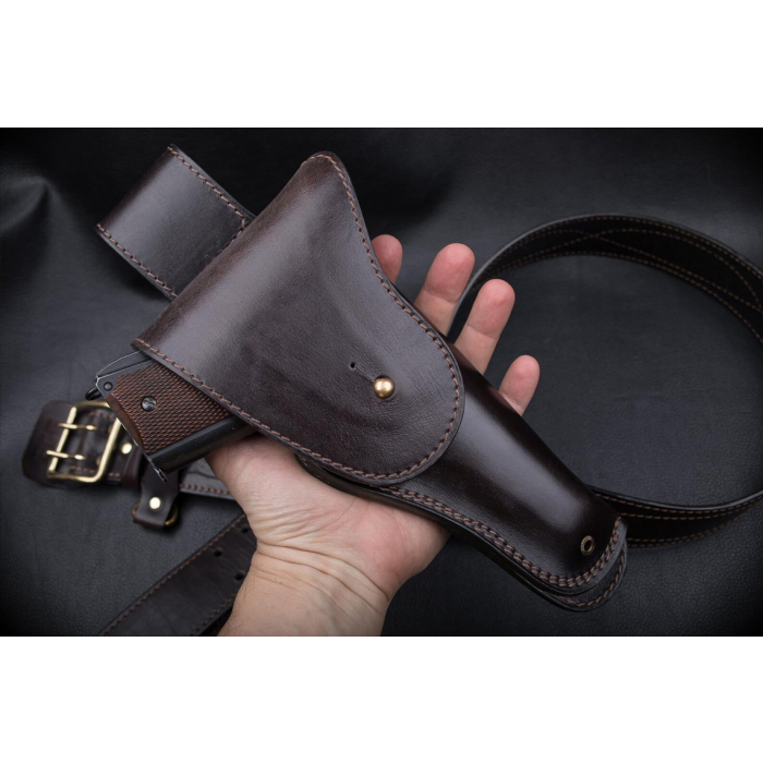 Dark Brown Leather Flap Belt Holster