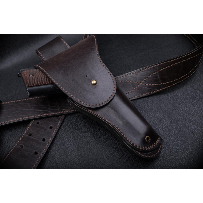 Dark Brown Leather Flap Belt Holster
