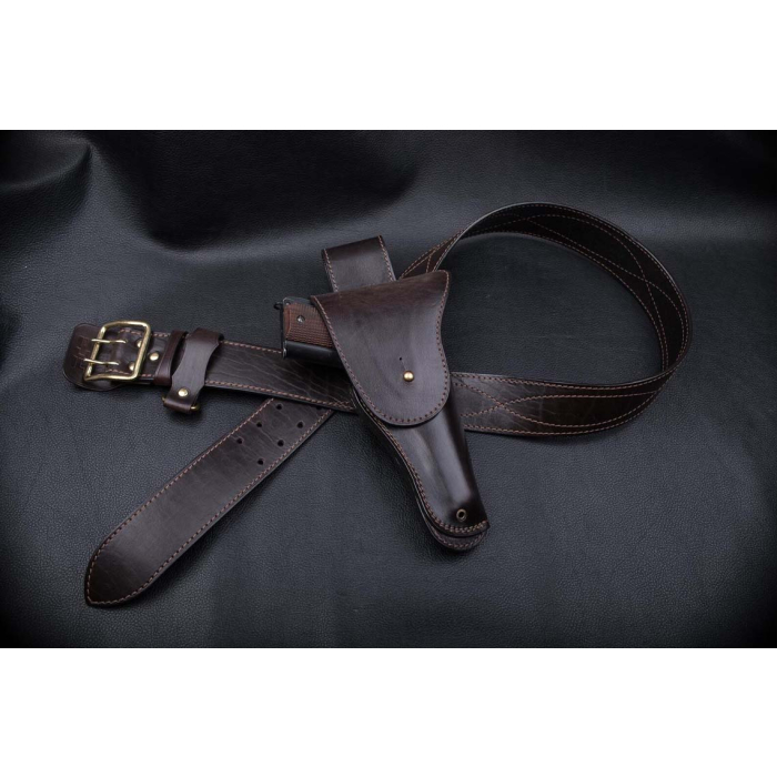 Dark Brown Leather Flap Belt Holster