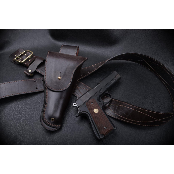 Dark Brown Leather Flap Belt Holster