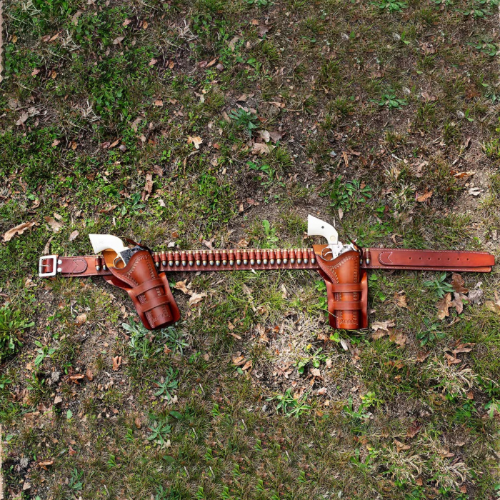 Doc Holliday Western Crossdraw Gunfighter Rig John Wayne Era Style Holster and Cartridge Belt