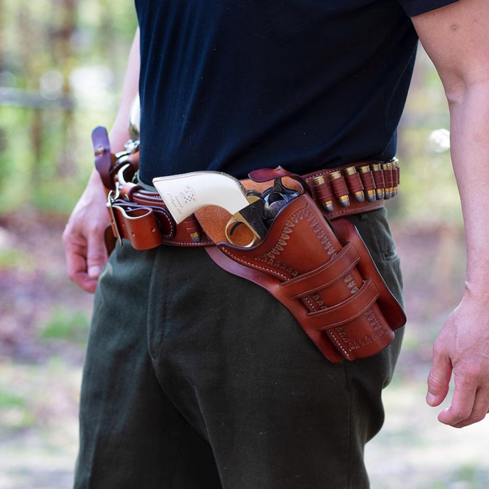 Doc Holliday Western Crossdraw Gunfighter Rig John Wayne Era Style Holster and Cartridge Belt