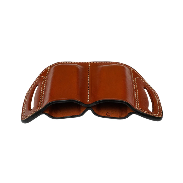 Hunting Holsters Double Magazine Pouch — Single-Stack, OWB Leather, Classic Brown