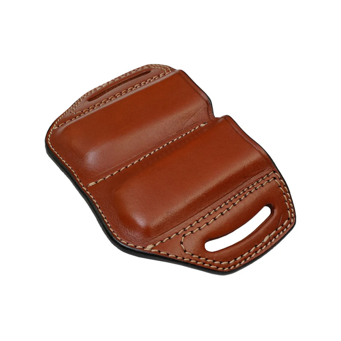 Hunting Holsters Double Magazine Pouch — Single-Stack, OWB Leather, Classic Brown