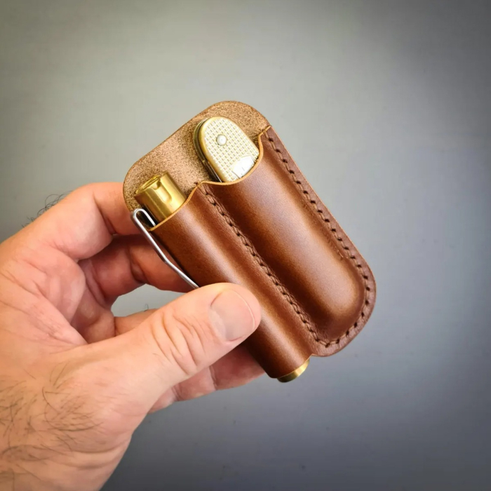 EDC Knife & Flashlight Leather