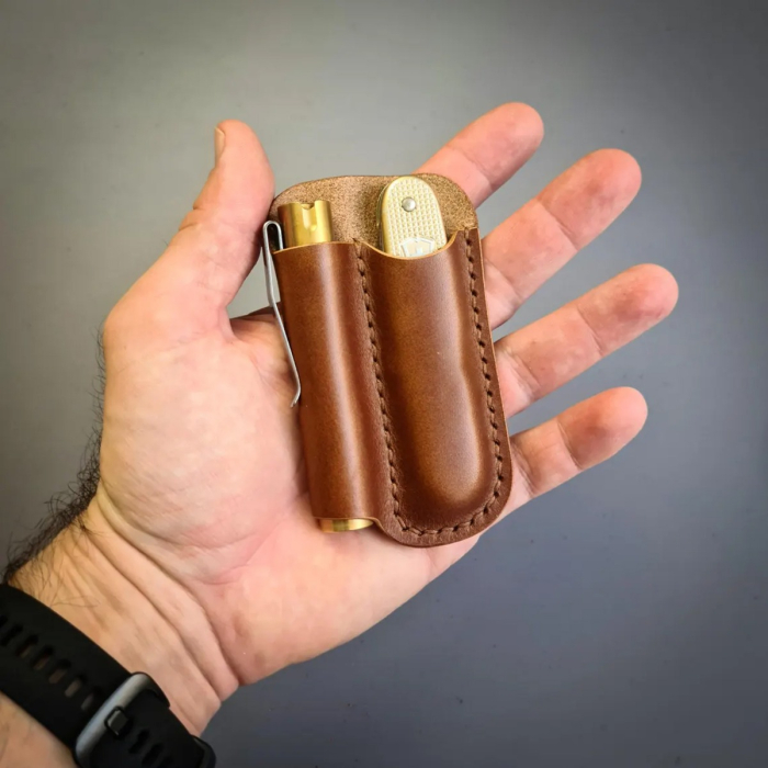 EDC Knife & Flashlight Leather