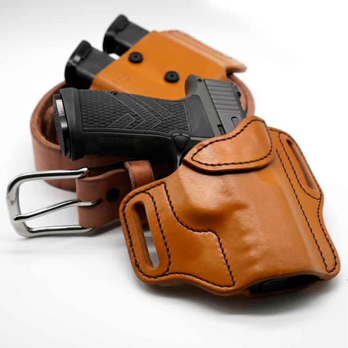 Tan Leather EDC Holster Kit With OWB Holster Gun Belt