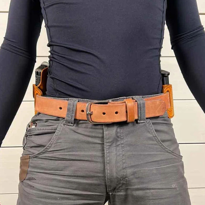 Tan Leather EDC Holster Kit With OWB Holster Gun Belt