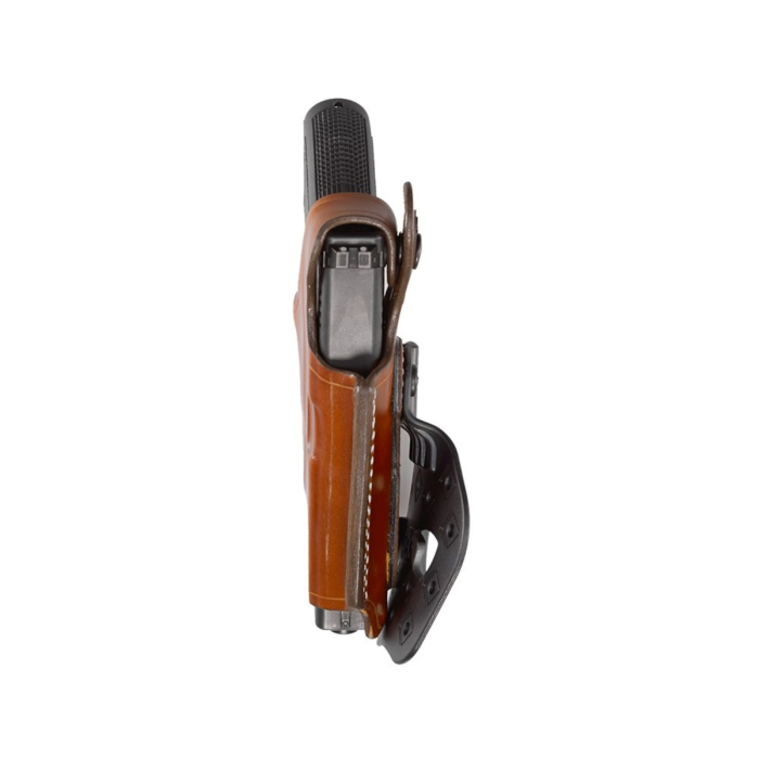 Brown Flat-Side Leather Paddle Holster with Thumb Break