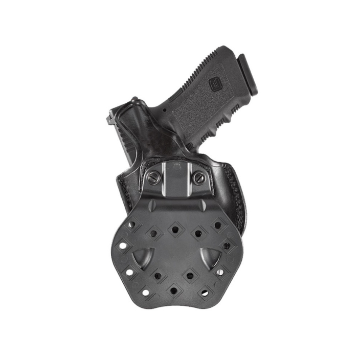 Black Flat-Side Open-Top Leather Paddle Holster
