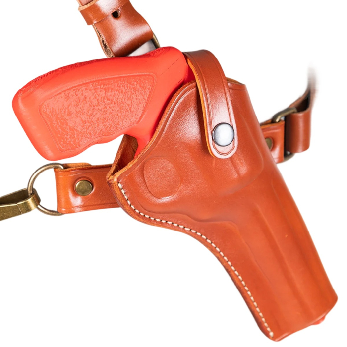 Brown Leather Chest Holster with Thumb Break