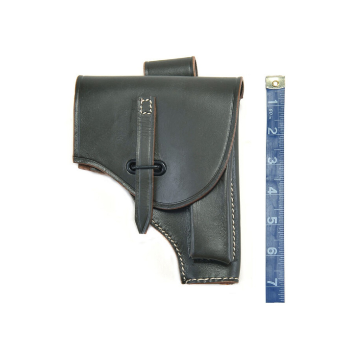 Italian Army Style Black Leather Flap Holster