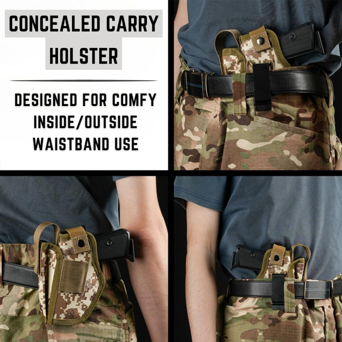 Green Camouflage Nylon IWB OWB Holster With Mag Pouch