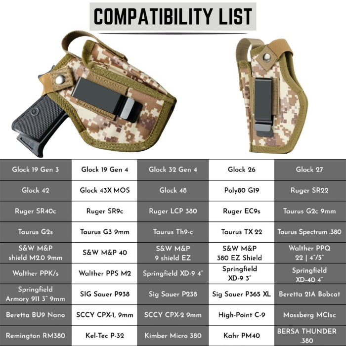 Green Camouflage Nylon IWB OWB Holster With Mag Pouch