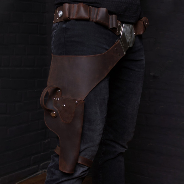 Han Solo Inspired Brown Leather Drop Leg Holster