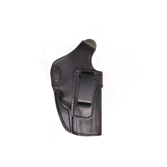 Black Handcrafted Leather IWB Holster with Steel Clip