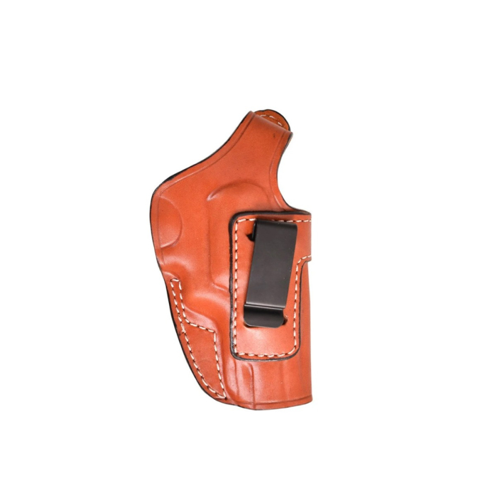 Brown Handcrafted Leather IWB Holster with Steel Clip