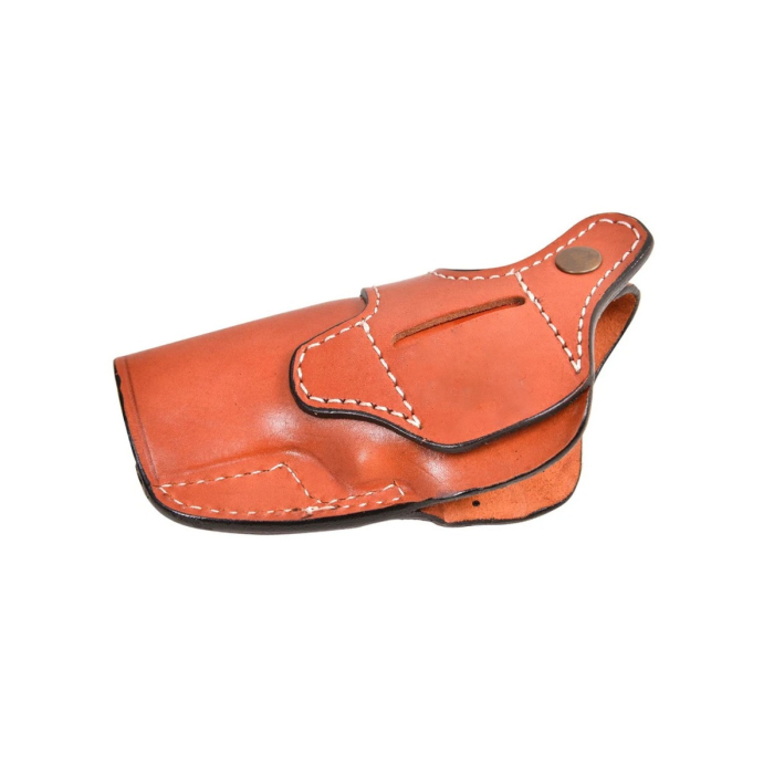 Brown Handcrafted Leather IWB Holster with Steel Clip