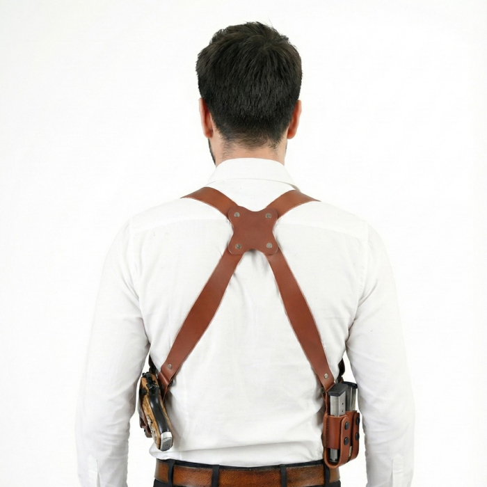 Handcrafted Leather Shoulder Holster for Concealed Carry – Adjustable Fit