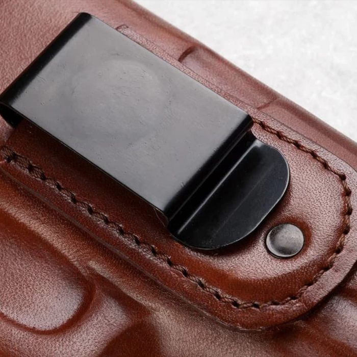 Brown Leather IWB Holster w/ Steel Thumb Break