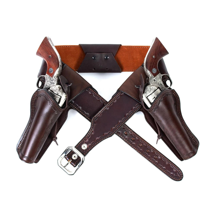 Handcrafted Leather Western Gun Belt with Double Open-Top OWB Holsters