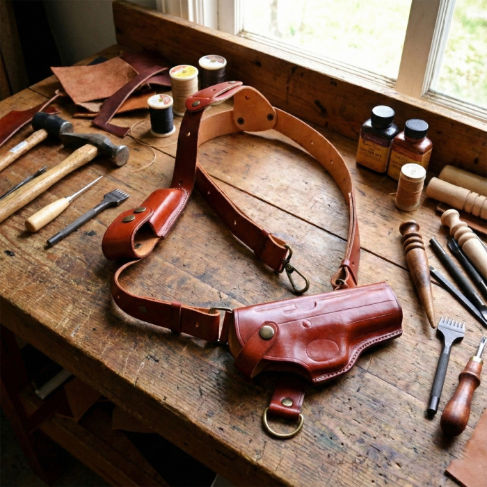 Brown Leather Chest Holster for CZ 75B, SP-01, P-07 & Shadow 2
