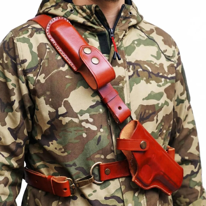 Brown Leather Chest Holster for CZ 75B, SP-01, P-07 & Shadow 2