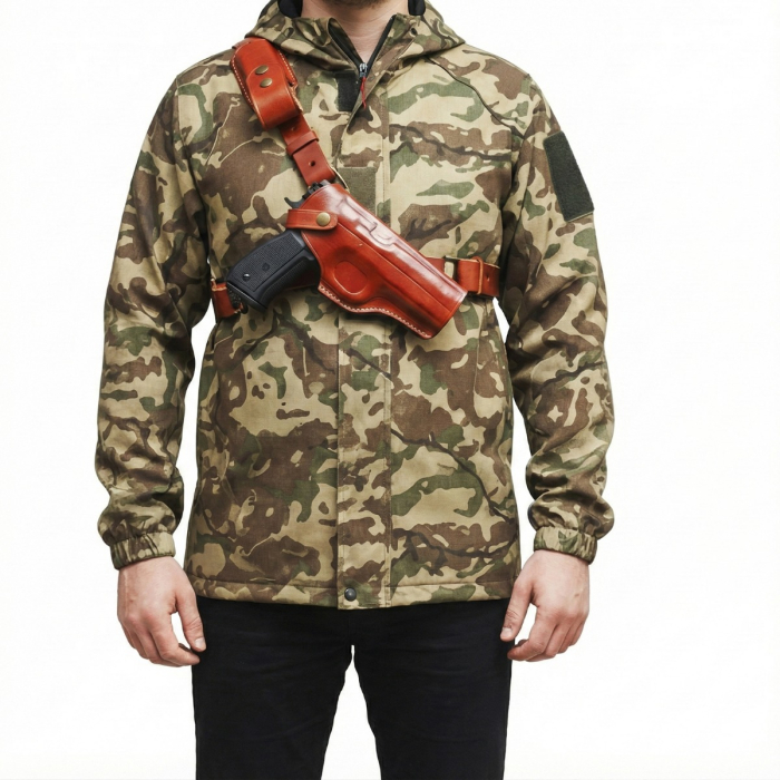 Brown Leather Chest Holster for CZ 75B, SP-01, P-07 & Shadow 2