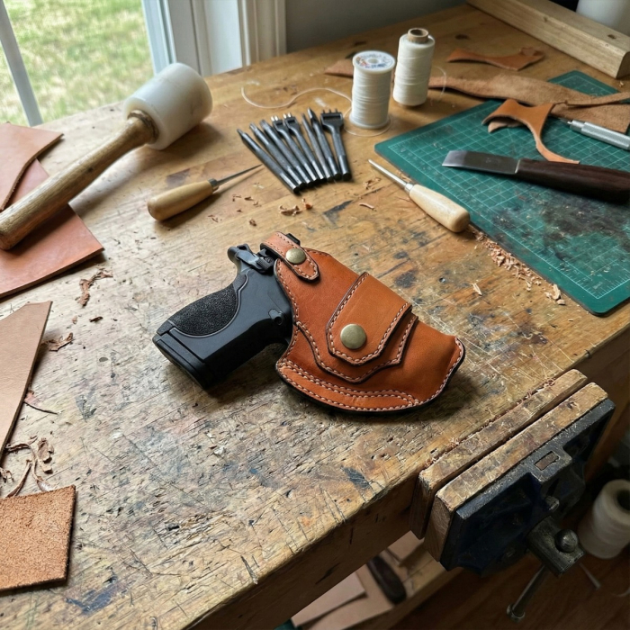 Tan Leather Holster with Horizontal Draw