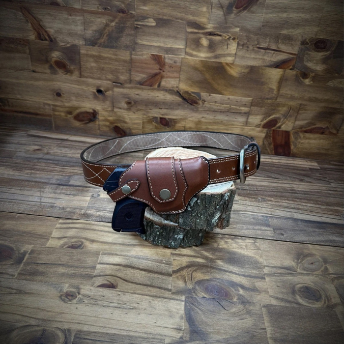 Brown Leather Holster with Horizontal Draw