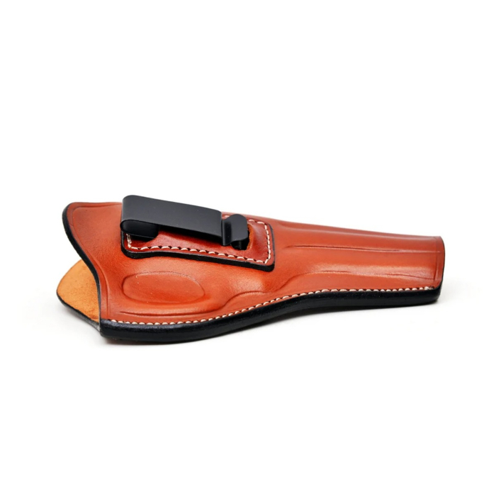 Brown Leather IWB Revolver Holster with Steel Clip