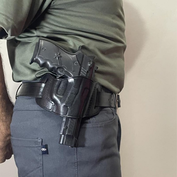 Leather OWB Holster, Split Loop Pancake Design