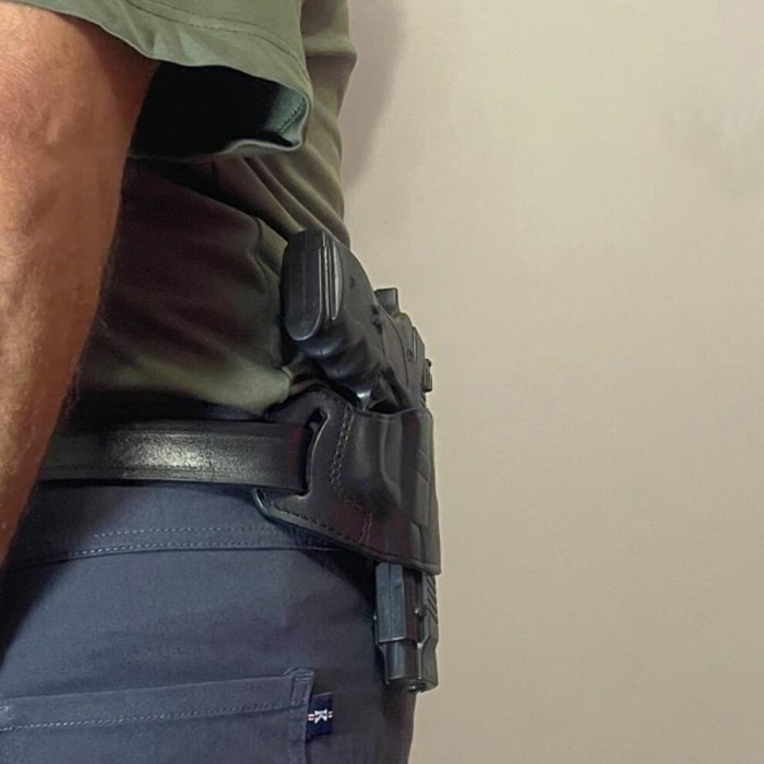 Leather OWB Holster, Split Loop Pancake Design