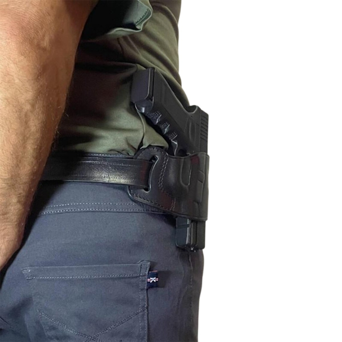 Leather OWB Holster, Split Loop Pancake Design