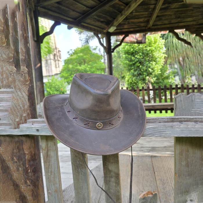 Handmade Cowhide Leather Cowboy Hat – Western Style for Men & Women