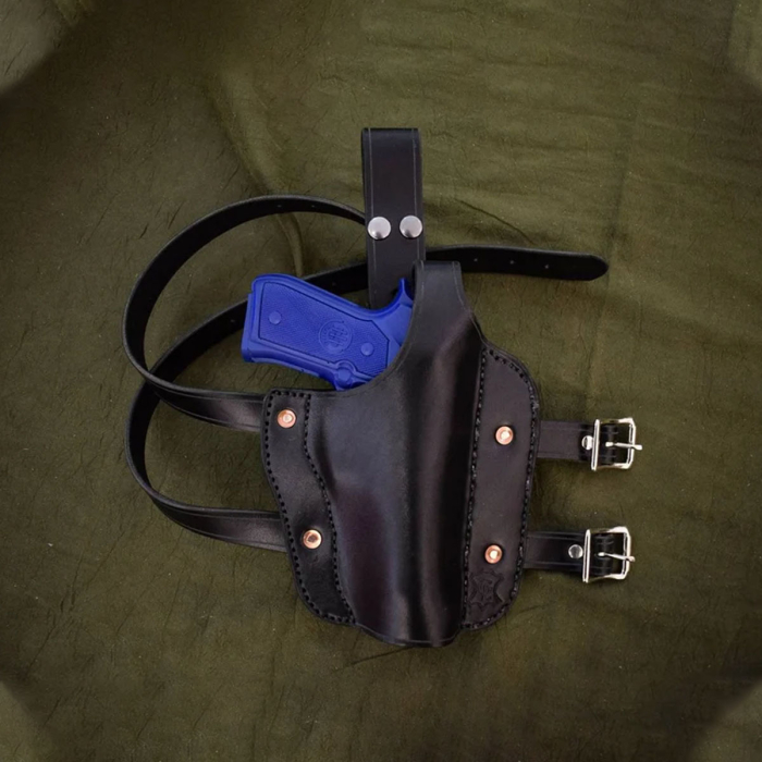 Handmade Black Leather Thigh Holster
