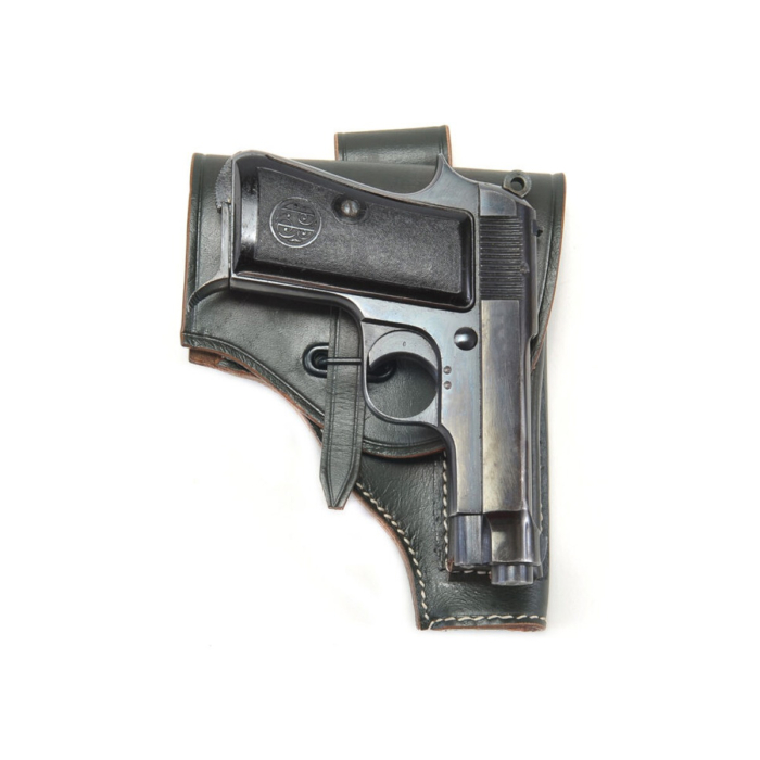 Italian Army Style Black Leather Flap Holster