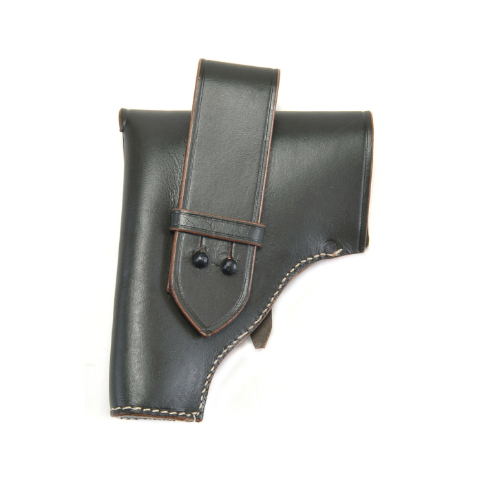 Italian Army Style Black Leather Flap Holster