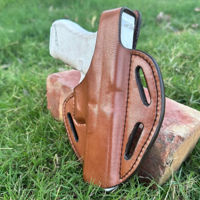 Premium Handcrafted OWB Leather Gun Holster - Custom Molded for Multiple Carry Positions with Reinforced Steel Thumb Break