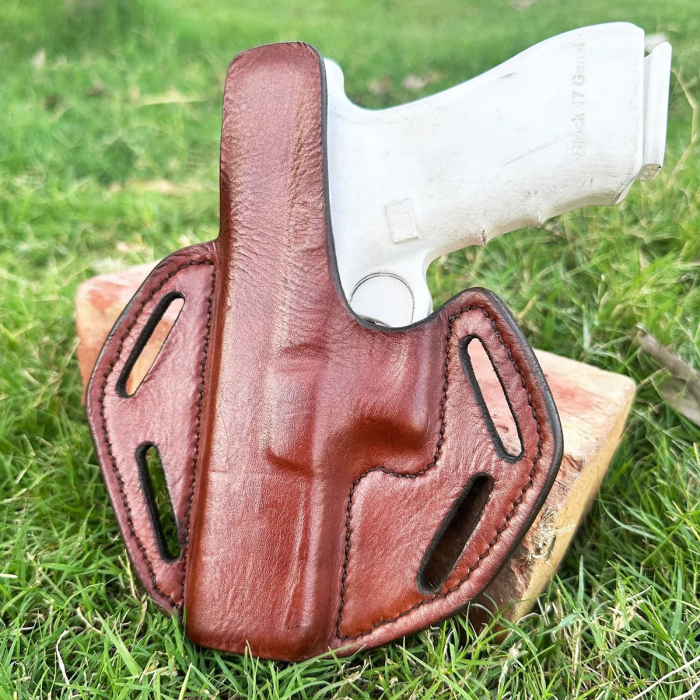 Premium Handcrafted OWB Leather Gun Holster With Custom Molding - Multiple Position Carry Leather Holster