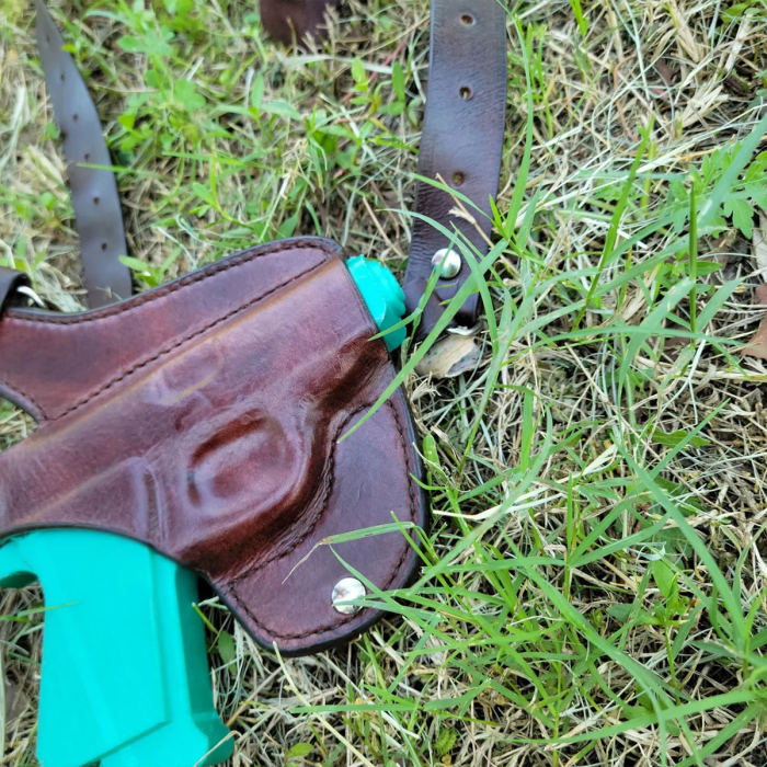 Brown Leather Horizontal Shoulder Holster – Thumb-Break