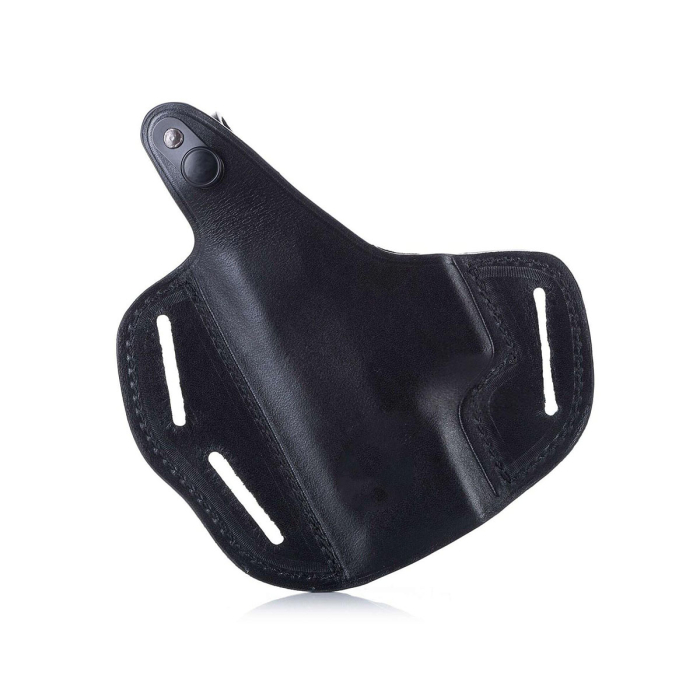 Premium Handcrafted OWB Black Leather Gun Holster with Custom Molding - Multiple Position Carry Holster with Reinforced Steel Thumb Break