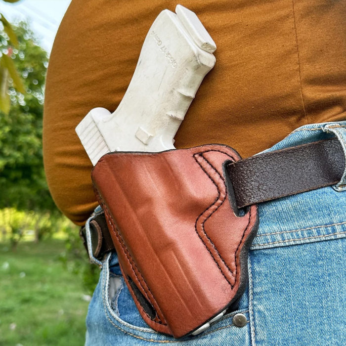 OWB Leather Gun Holster With Custom Molding - Premium Handcrafted Multiple Position Carry Leather Holster
