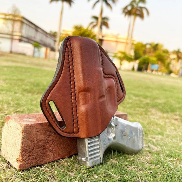 Handcrafted Open Top OWB Leather Gun Holster- Custom Molded Full Grain Leather Holster