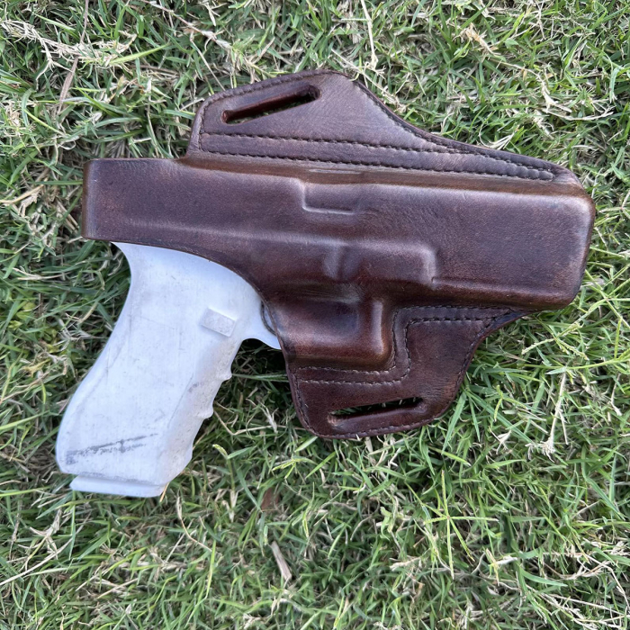 Handcrafted OWB Leather Gun Holster – Custom Molded Full-Grain Leather with Reinforced Steel Thumb Break for Perfect Fit & Security