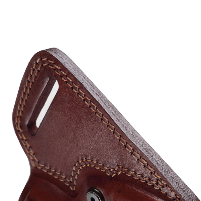 Handcrafted Small of the Back (SOB) Brown Leather Gun Holster - Custom Molded Full-Grain Leather Holster